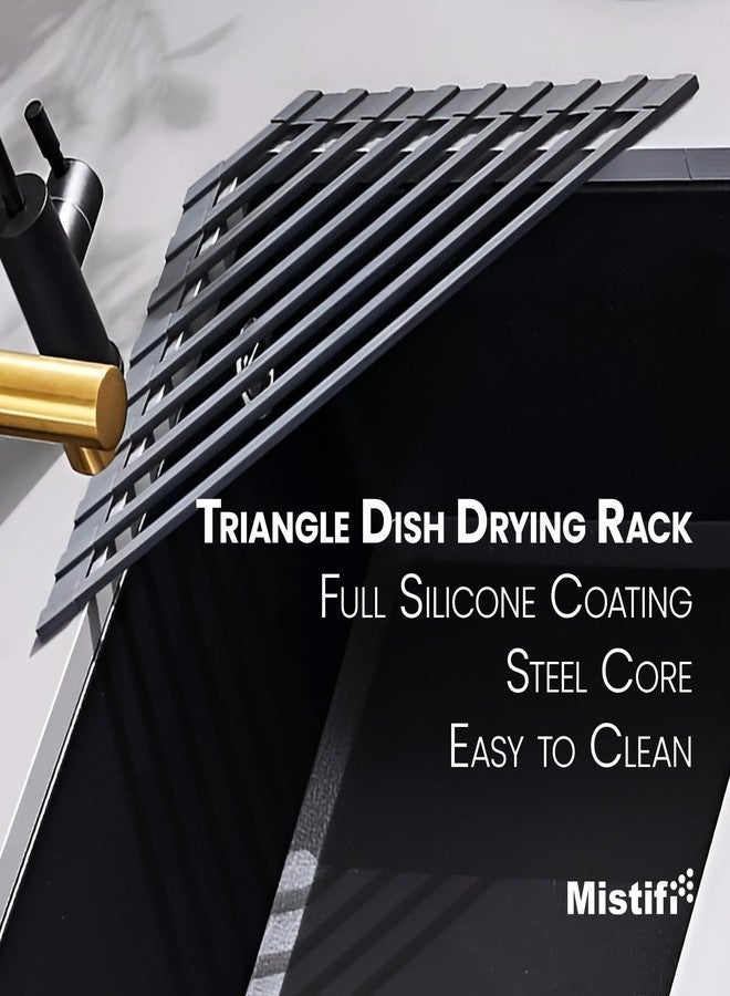 Mistifi Full Silicone-Coated Triangle Roll-Up Dish Drying Rack with Steel Core for Sink Corners - Multipurpose Over-The-Sink Kitchen Drainer & Space-Saving Organizer (Gray) - Image 2